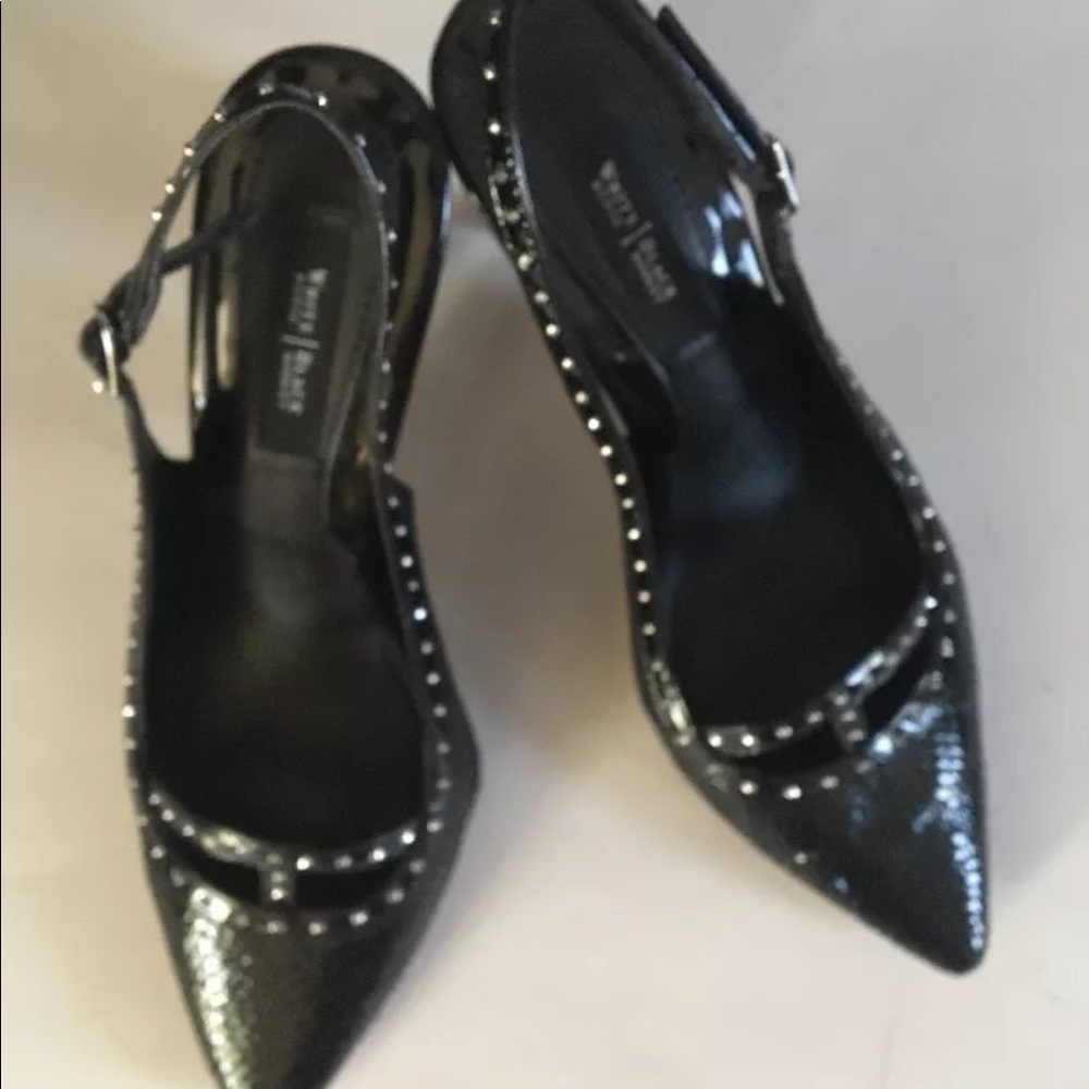 WHBM Studded Embossed Leather Heels Shoes 6.5